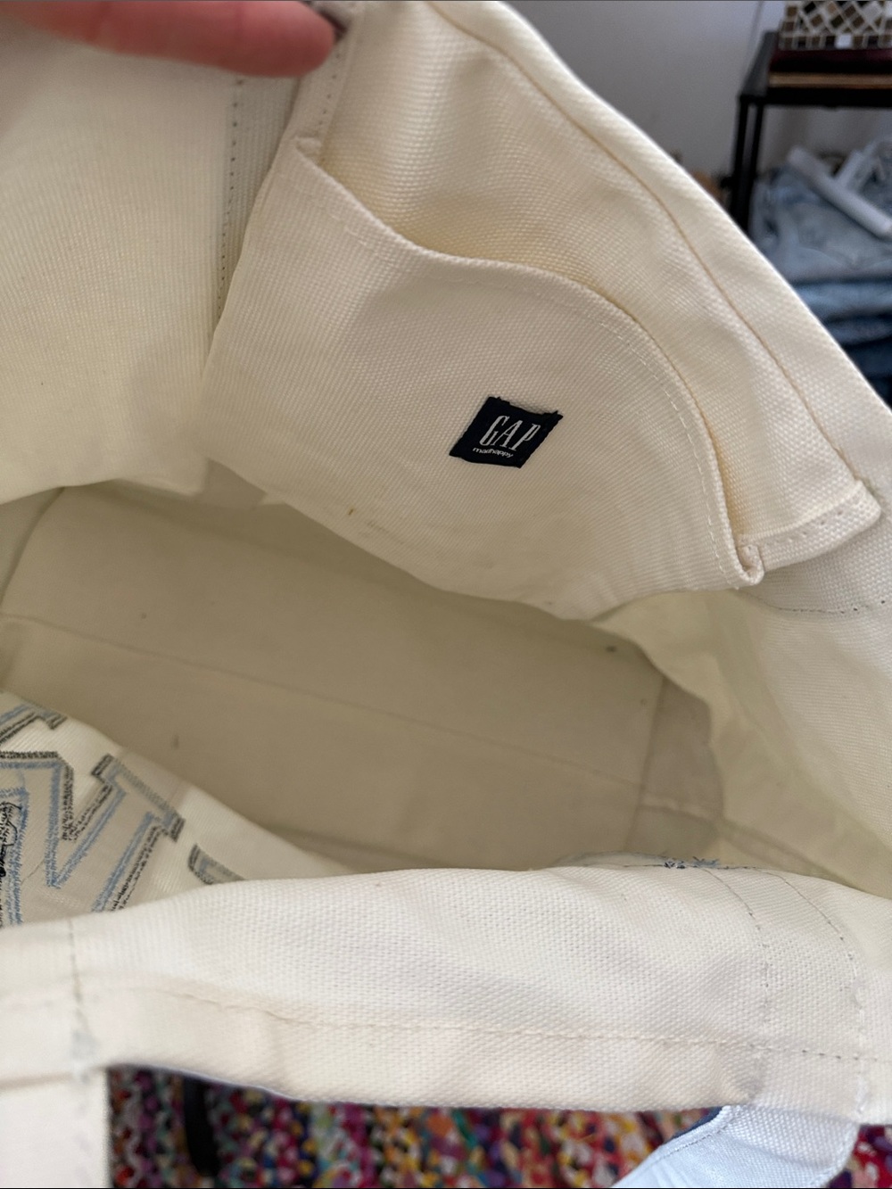 Gap x Madhappy Limited Edition Blue Cream Canvas Boat Tote Nantucket Beach Bag - Picture 5 of 6